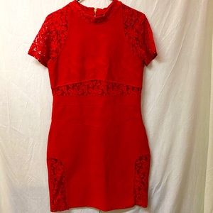 Venus Red Dress with lace Cutouts